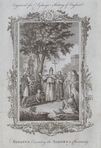 Berinus Convertendo os Saxões ao Cristianismo (gravação) de Samuel (after) Wale