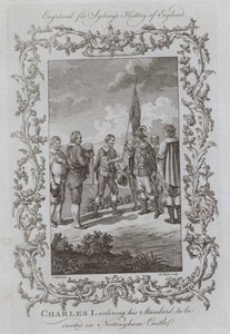 Charles I ordenando que seu Padrão seja erguido no Castelo de Nottingham (gravura) de Samuel (after) Wale