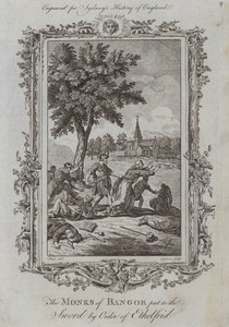Os Monges de Bangor colocados à Espada por Ordem de Ethelfrid (gravura) de Samuel (after) Wale