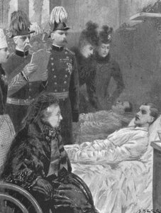 Rainha Victoria ... visitando soldados feridos nas campanhas da fronteira indiana ... 1898, 1901. de Samuel Begg