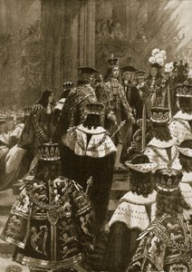A entronização na coroação de George I, em 20 de outubro de 1714, de "The Illustrated London News", 1902