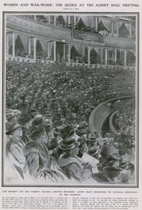 Mulheres e trabalho de guerra: a rainha na reunião do Albert Hall de Samuel Begg