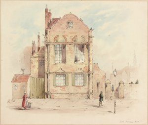 Forth House, Newcastle upon Tyne, 1843 (lápis e wc no papel) de Samuel Bilston