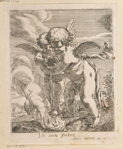 Twee putti blussen fakkels
Vis unita unita fortior (título sobre o objecto)
Diversos ontwerpen (título da série)
Opera Varia Historica, Poetica & Iconologica (título da série)