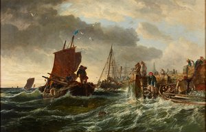 Incoming Storm, Newhaven Harbor (óleo sobre tela.)
