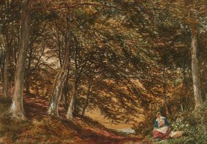 Piquenique na Floresta (aquarela) de Samuel Bough