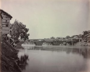 Ponte das Lojas, Srinagar, Caxemira de Samuel Bourne