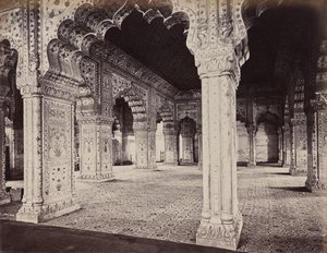 Deli. O palácio do imperador. Interior do Dewani no salão privado de Samuel Bourne