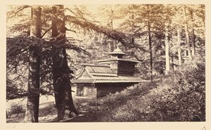 Simla; Templo perto da cascata de Samuel Bourne
