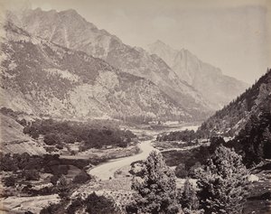 O alto Himalaia. Vista do vale de Buspa a partir de Sangla de Samuel Bourne