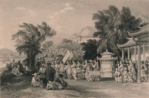 Procissão de casamento no Blue-cloud Creek, Chin-keang-foo, c1843-1858.
