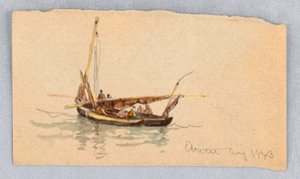 Barcos em Étretat de Samuel Colman