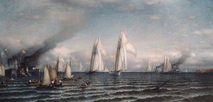 Termine a primeira corrida internacional pela Copa das Américas, 8 de agosto de 1870, 1870. de Samuel Colman