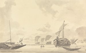 Barcos no rio Hoogley [Hooghly] de Samuel Davis
