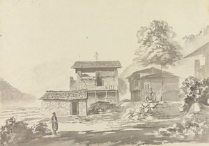 Na aldeia perto de Tassisudon [Tashicho Dzong] de Samuel Davis