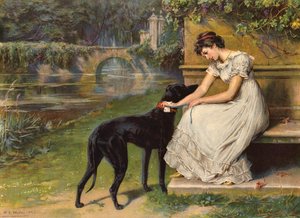 Mensageiro do Amor (litografia) de Samuel Edmund (after) Waller