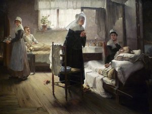 Evangeline descobrindo-a no hospital de Samuel G. Richards