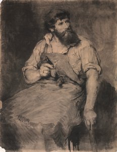 Ferreiro, estudo para "Das Gericht", c.1883 (carvão vegetal) de Samuel H. Crone
