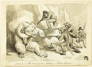 Marinheiros na Pesca de Baleias Matando um Urso Polar (reto); Concha (verso)