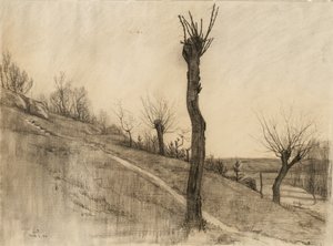 Paisagem de fim de inverno, 1884 (carvão sobre papel brilhante)