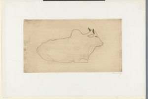 Zebu reclinado de Samuel Jessurun de Mesquita (signed by artist)