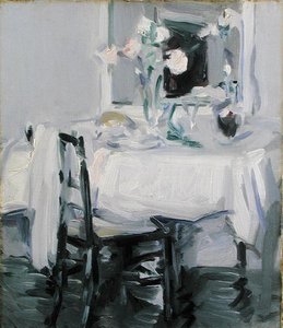 Um Interior com Rosas num Vaso sobre uma Mesa (óleo sobre tela) de Samuel John Peploe