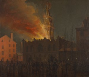 Conflagração do salão maçónico, Chestnut Street, Filadélfia, Pensilvânia de Samuel Jones