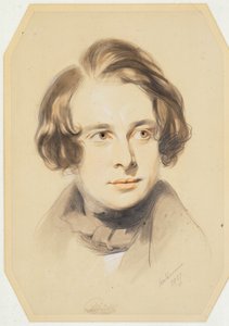Primeiro retrato de Charles Dickens, 1837 (giz, giz de cera e lápis sobre papel)