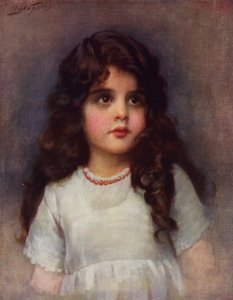 Fechaduras encaracoladas: retrato de uma jovem bonita com longos cabelos encaracolados escuros (cor litho) de Samuel Luke (after) Fildes