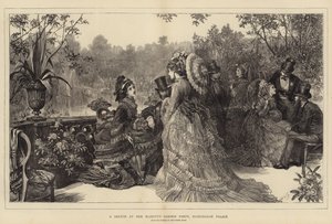 Um esboço na festa de jardim de sua majestade, o Palácio de Buckingham