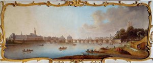 Vista do Panorama da cidade de Frankfurt am Main na Alemanha. Pintura de Samuel Mund (1724-1794) Frankfurt do século XVIII, museu histórico de Samuel Mund