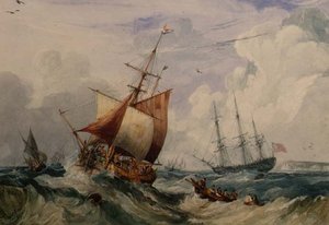 Um Smack de Pesca Francesa em Dover (aguarela)