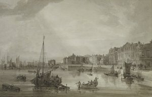 Margate Harbour, 1806 (lavagem marrom sobre grafite)