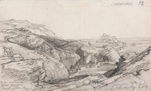 Uma página de um caderno de esboços da Cornualha: Cornualha 32 de Samuel Palmer