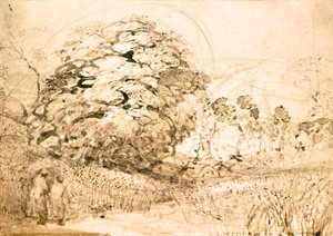Um caminho através de um milheiral, c.1832-33 (aguarela sobre papel) de Samuel Palmer
