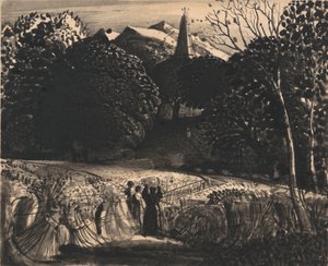 Cornfield e Igreja à luz da Lua de Samuel Palmer