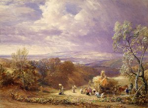 Colheita (wc e bodycolour no papel) de Samuel Palmer