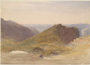 Na costa norte de Devon, a ilha de Lundy ao longe de Samuel Palmer