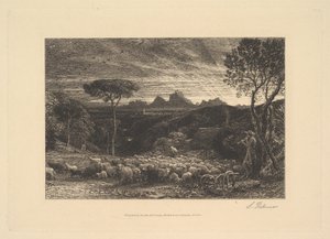 Abrindo a dobra, ou manhã cedo, 1880. de Samuel Palmer