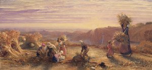 Pôr do sol sobre os campos de respiga de Samuel Palmer