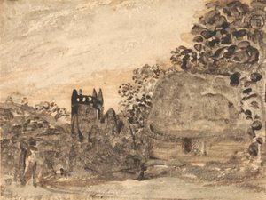 Casa de campo e Igreja de colmo de Samuel Palmer