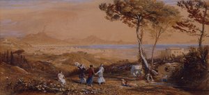A Baía de Nápoles (aquarela sobre papel) de Samuel Palmer