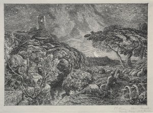 A torre só, 1879. de Samuel Palmer