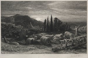A lua nascente. de Samuel Palmer