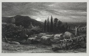 A lua nascente, 1857. de Samuel Palmer