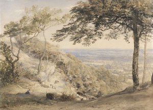 Wilmot&39;s Hill, Kent (aquarela, b - ce giz no papel) de Samuel Palmer