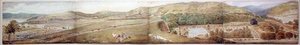 Sketch for a Panorama - The Town of Largs, Ayrshire, Julho de 1856 (aguarela sobre lápis sobre papel) de Samuel Parlber