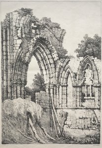 Uma série de edifícios antigos e casas rurais no norte da Inglaterra: Em York, Ruínas, 1821. de Samuel Prout