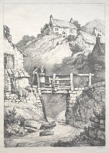 Uma série de edifícios antigos e casas rurais no norte da Inglaterra: Runswick, 1821. de Samuel Prout