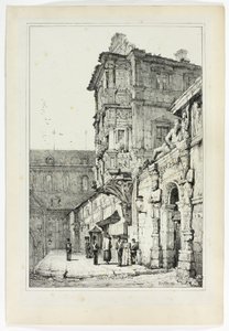 Ancien Palais, Bamberg, a partir de fac-símiles de esboços feitos na Flandres e na Alemanha de Samuel Prout